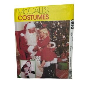 McCall's 8992 Santa Claus Adult Costume, Bag & Doll Uncut New Sizes 42-44‎ LARGE
